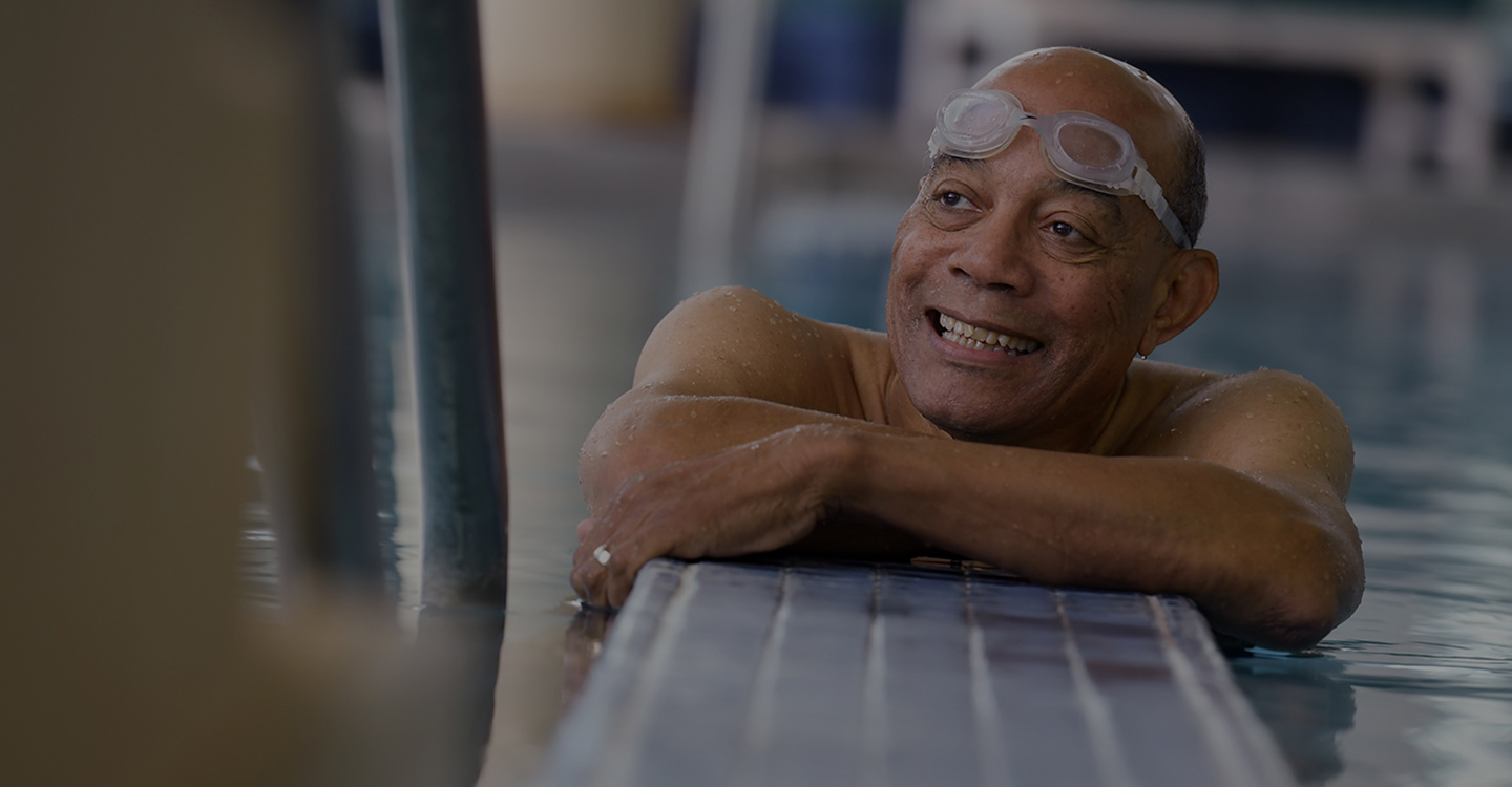 A man enjoying a swimming workout at AdventHealth Cardiovascular Institute 