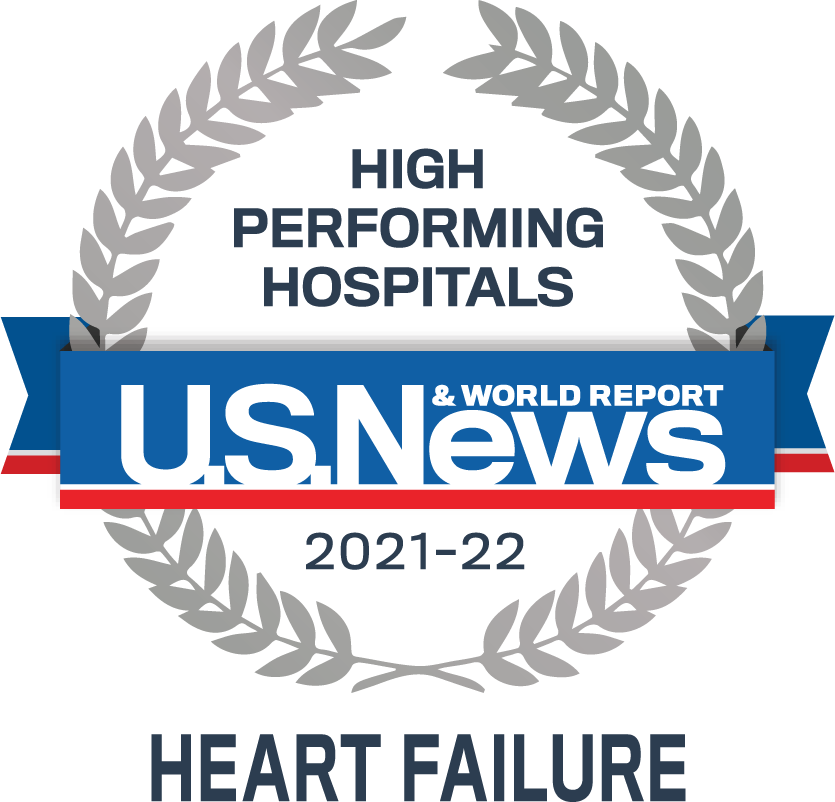 AdventHealth has been designated a U.S. News & World Report High Performing Hospital for Heart Failure Treatment for 2021-2022.